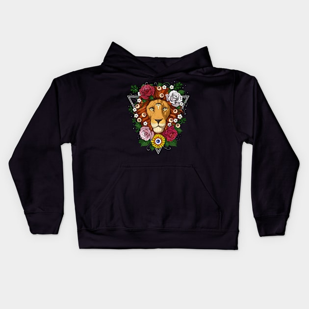 Psychedelic Lion Kids Hoodie by underheaven